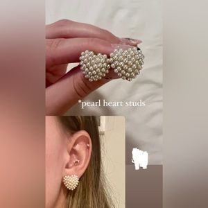 Faux pearl heart earrings